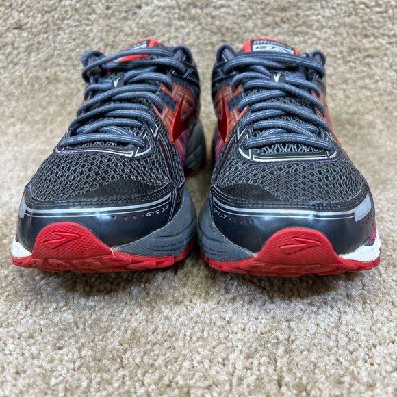 Brooks Adrenaline GTS 17 Women’s Sz 10 B Athletic Running Shoes Gray Red Medium - Picture 3 of 8